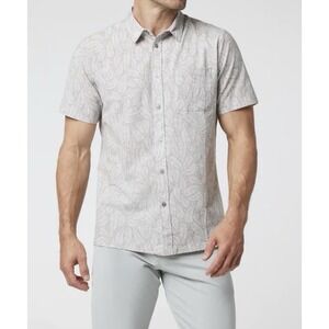 Vuori Men's Short Sleeve Bridge Button Down Shirt, Umber Sago, Size Large NWT